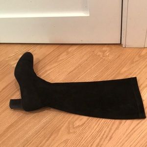 Black suede stretch calf boots